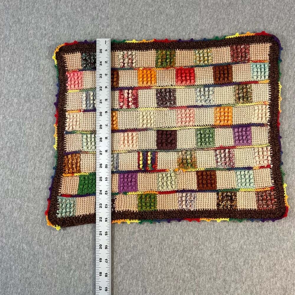 Handmade Crochet Patchwork Blanket Multicolor Throw Rug - Picture 4 of 4